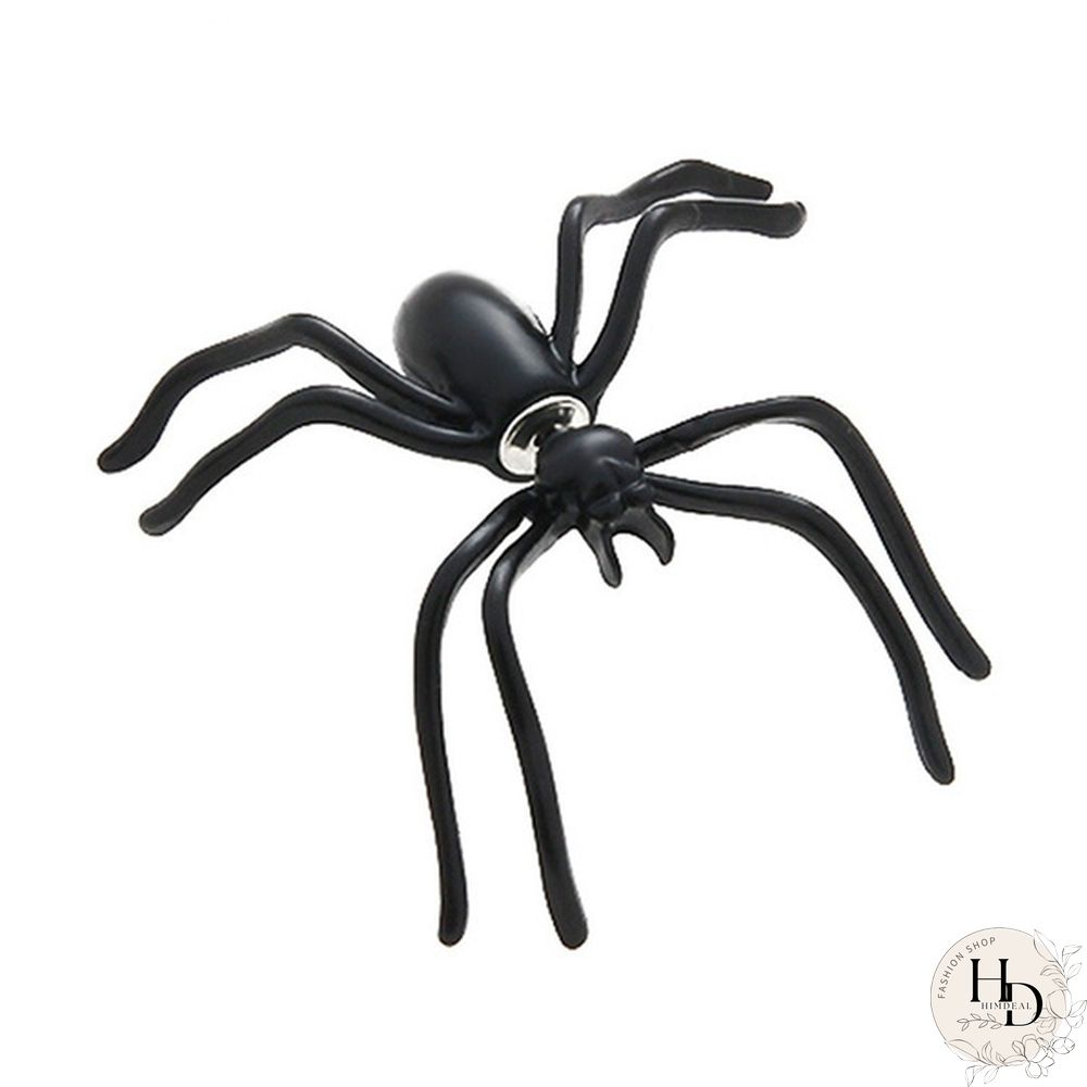 Pair Fashion Halloween Black Spider Stud Earrings Personality Double-sided Decoration