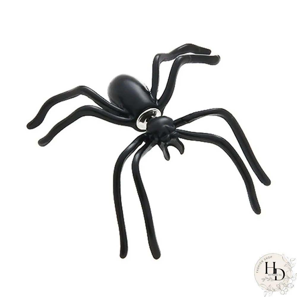 Pair Fashion Halloween Black Spider Stud Earrings Personality Double-sided Decoration