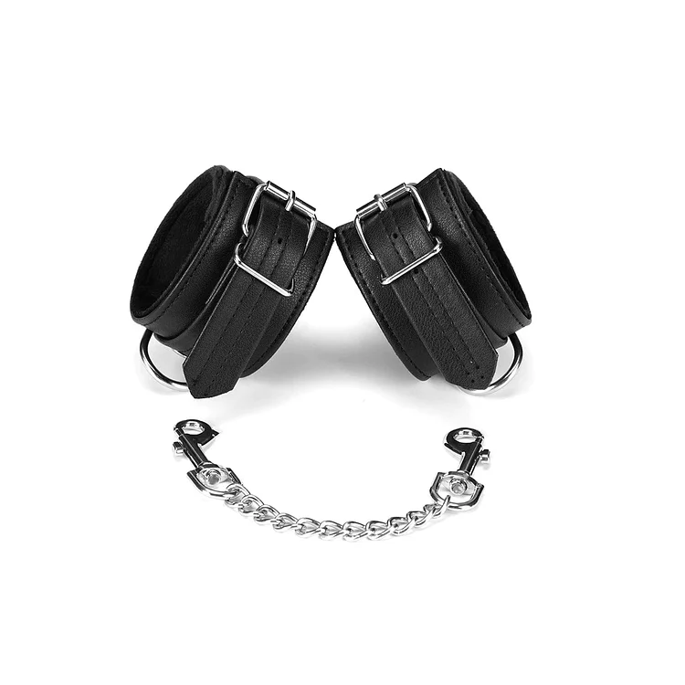 pornhint Pornhint Ouch! Black & White Bonded Leather Wrist Or Ankle Cuffs With Adjustable Straps