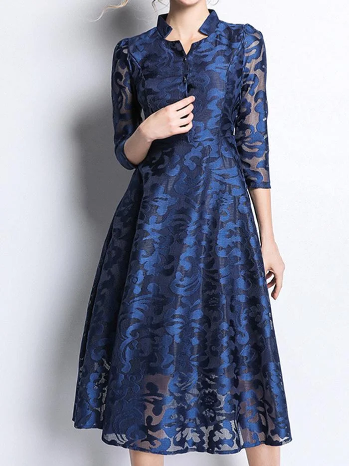 Fashionable and Elegant Lace Mid-length Dress