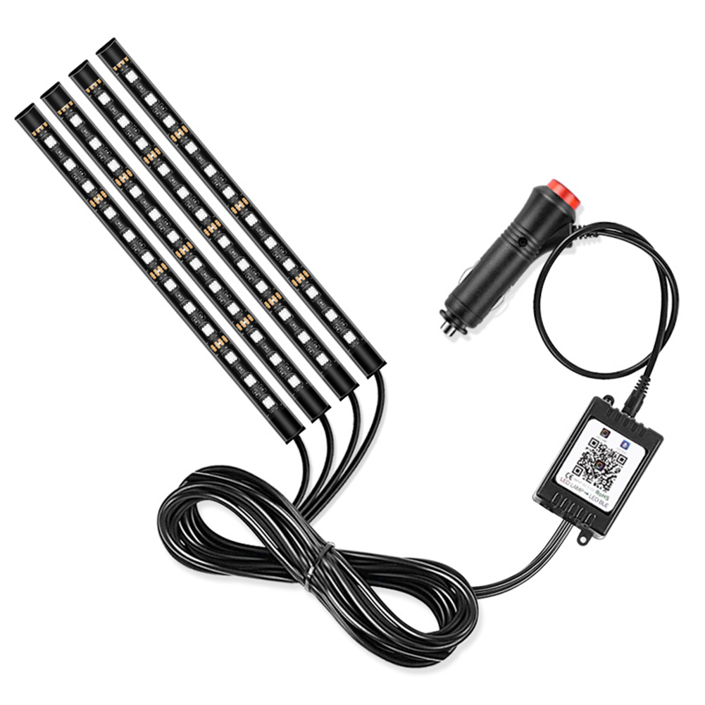 

4pcs/set DC 12V RGB LED Strip Kit App Music Control Car Foot Ambient Light, 501 Original