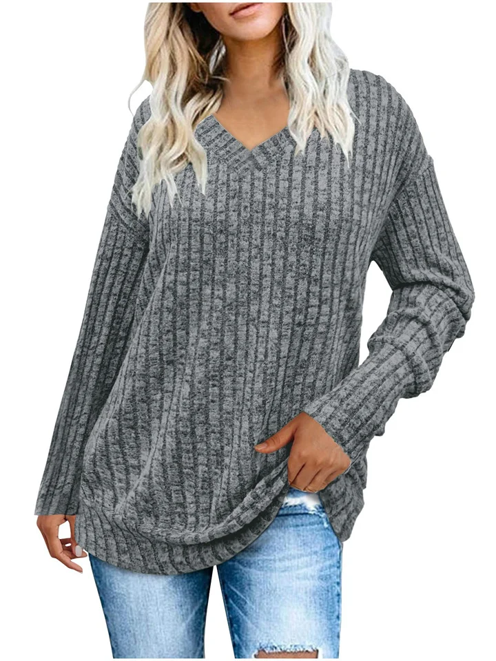 Fall and Winter New Strapless Buttons Loose Long-sleeved T-shirt Temperament Commuting Tops Casual Women's Clothing-JRSEE