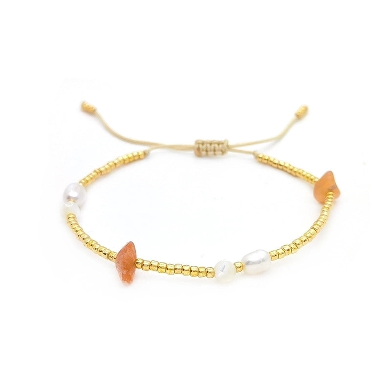 Sweet Color Block Freshwater Pearl Glass Gravel Bracelets