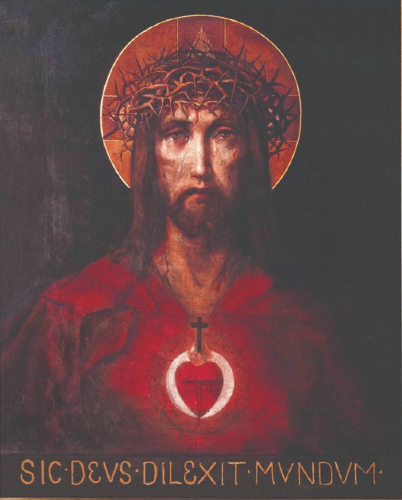 JESUS CHRIST SACRED HEART 8.5X11 Photo Poster painting PICTURE CROWN OF THORNS GOD FATHER SON