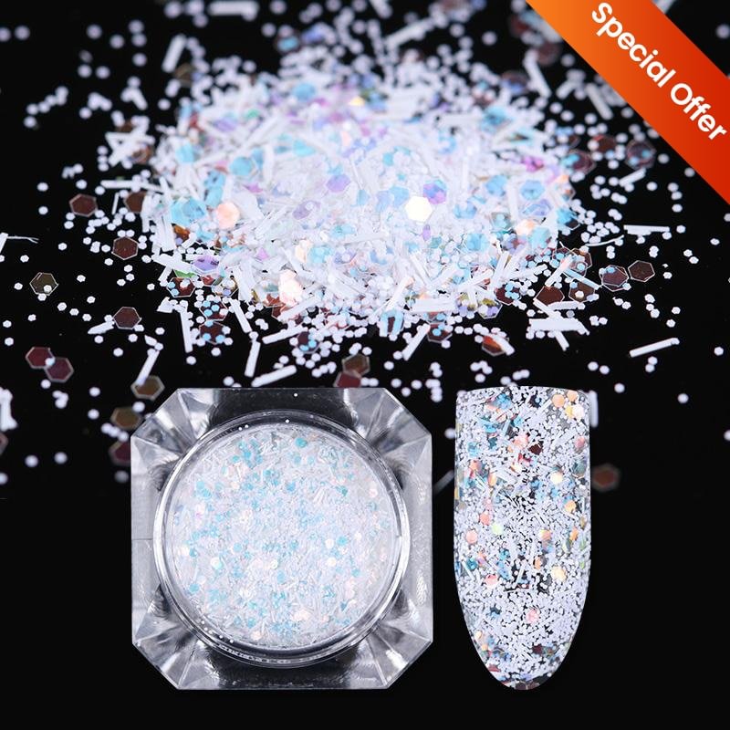 Aurora Sandy Sugar Powder Blue Purple Reflective Glitter Nail Crystal Diamonds Powder Shinning Sequins Chrome Pigment