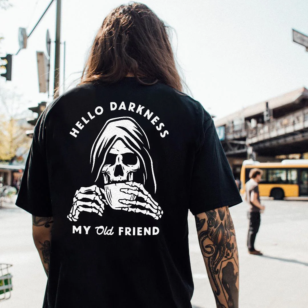 Hello darkness my old friend skeleton drinking designer T-shirt -  