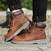 Real Leather Vintage Combat Boots / Men's Motorcycle Military Shoes