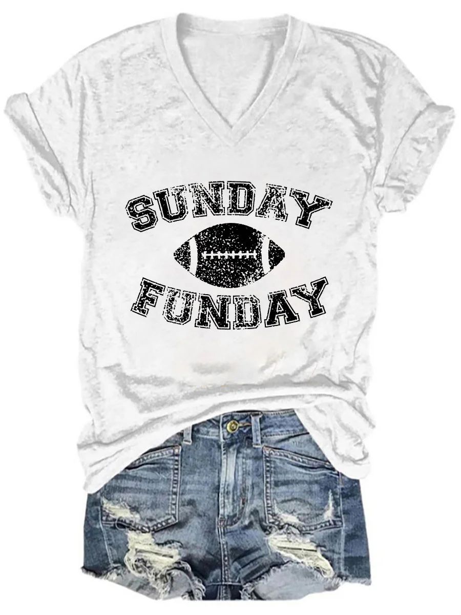 Sunday Funday Football V-neck T-shirt