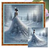 Snow Dress Girl-11CT Stamped Cross Stitch 45*45cm