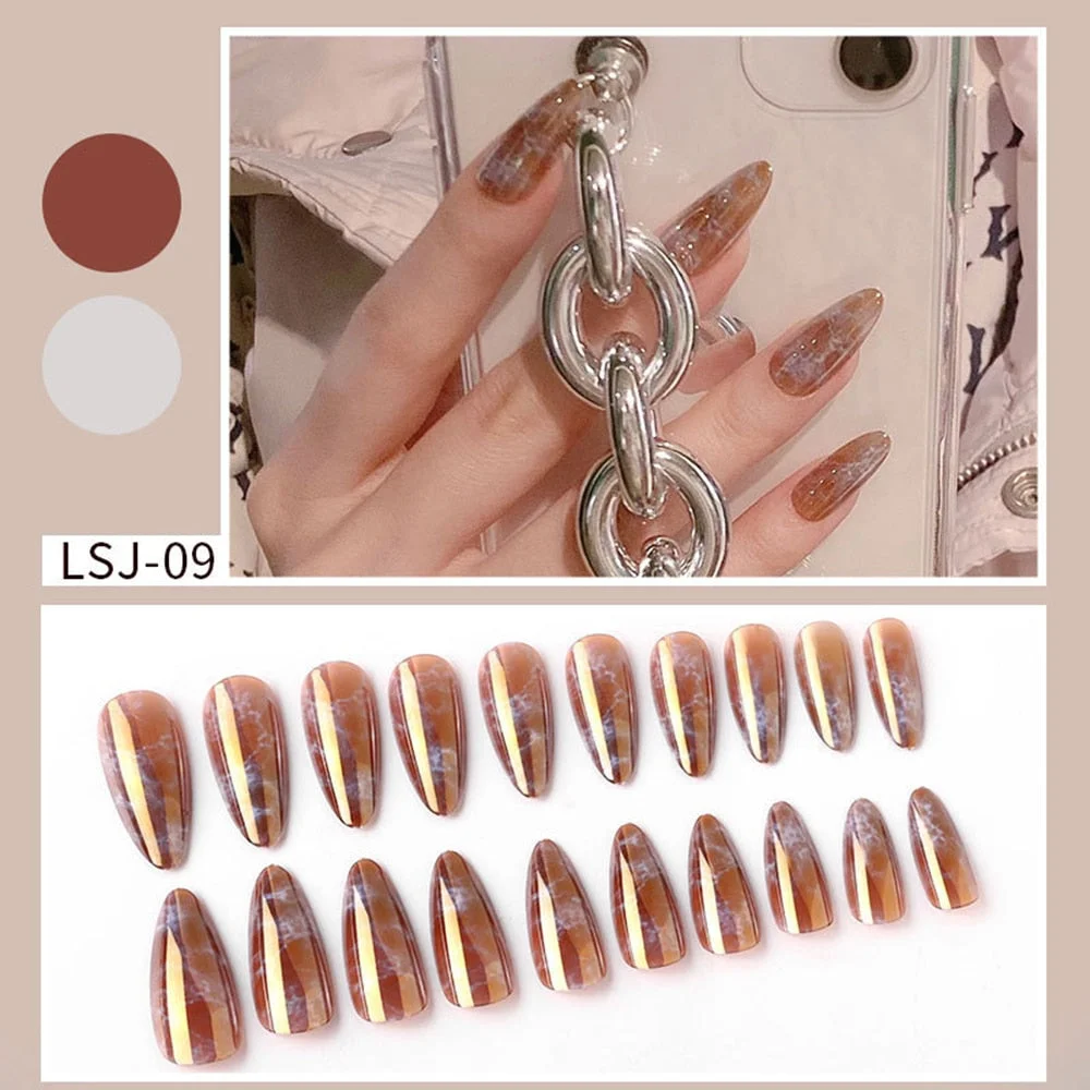 24pcs Gradient Aurora Mirror Design False Nails Long Stiletto Press on Nails Wearable Full Cover Fake Nail Detachable Nail Tips-Nail Inspo
