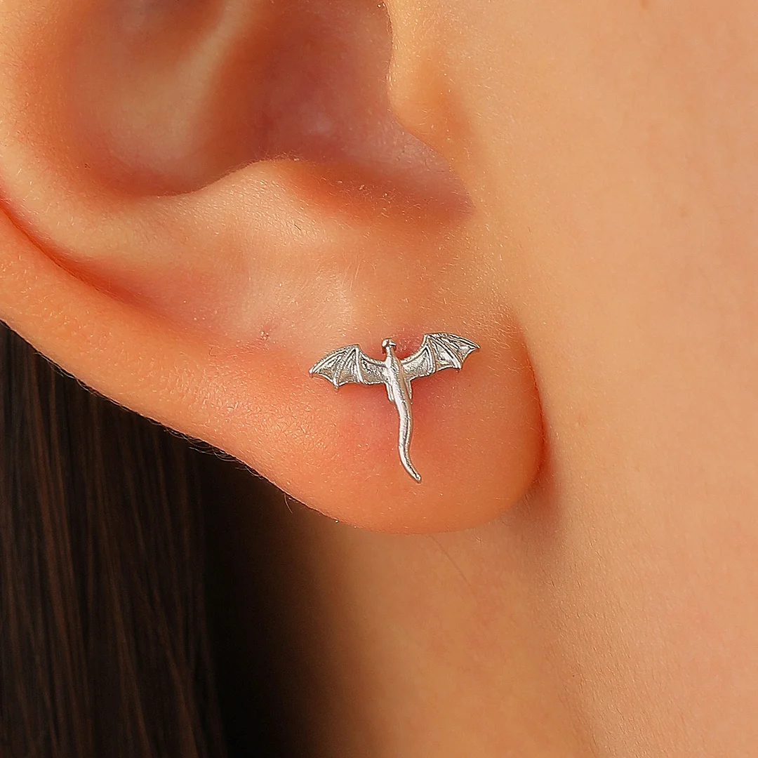 Flying Dragon Earrings Gold Plated Earrings