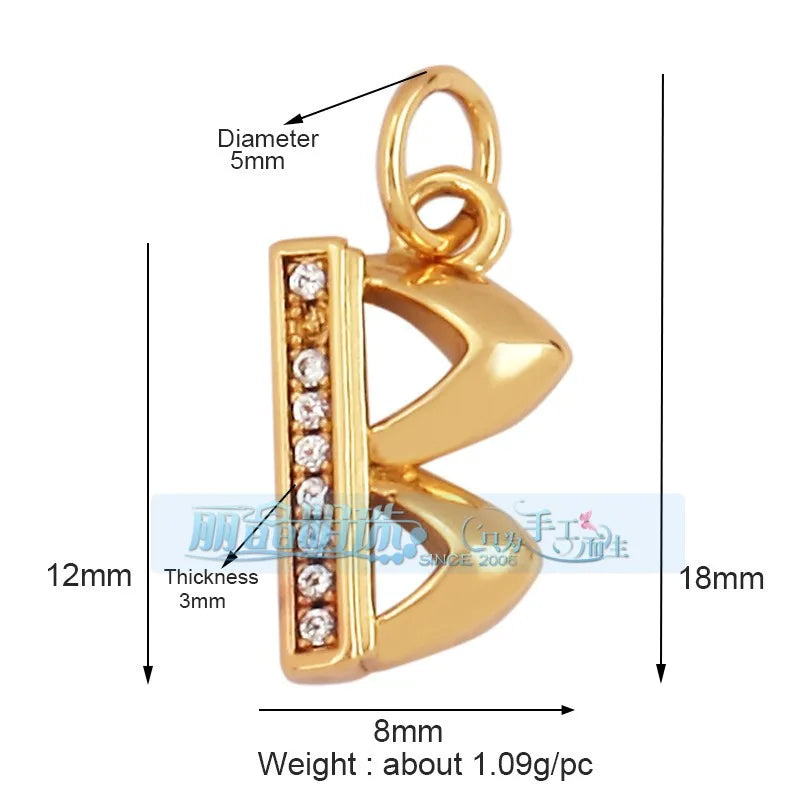 1 Piece 15 * 19mm Hole 5~5.9mm Copper Zircon Letter Heart Shape Pendant Jewelry Accessories