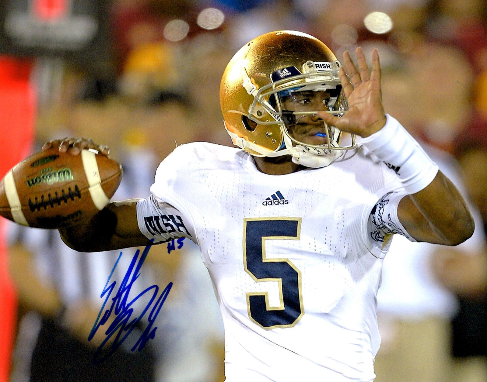 Everett Golson Reprinted autographed signed football 8x10 Photo Poster painting Notre Dame Irish