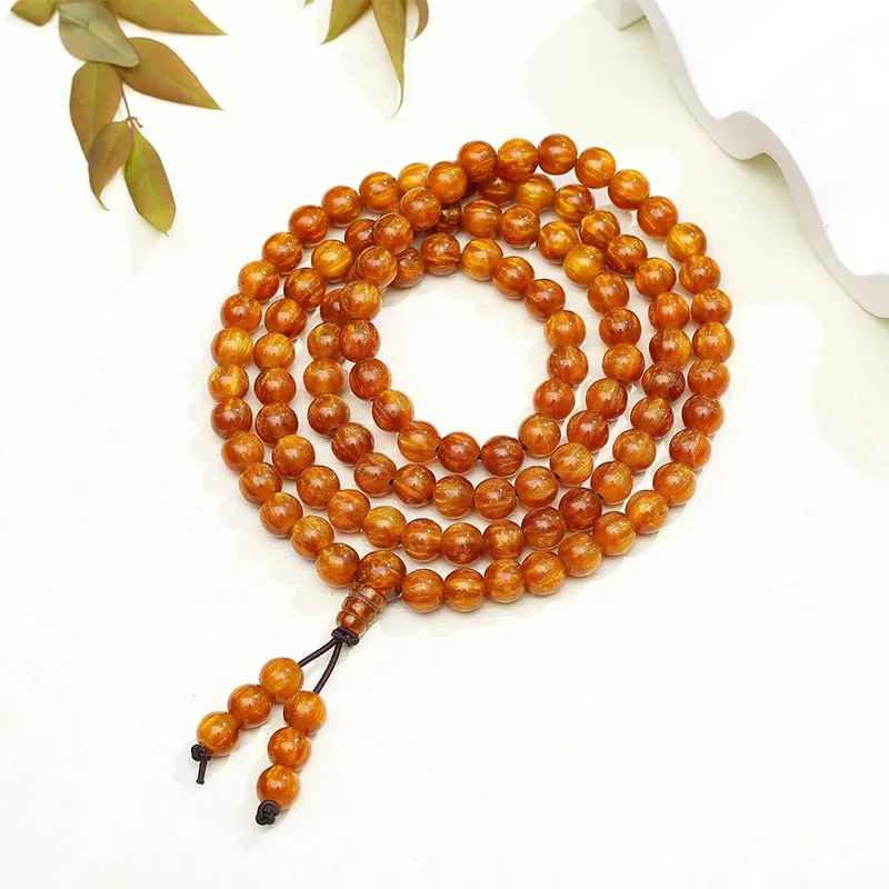 108 Beads Golden Sea Willow Mala Prosperity Necklace Bracelet