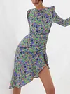 Sexy Fashion Round-Neck Floral Print Backless Split-Side Midi Dress