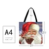 (US Only)4pcs Christmas Linen Tote Bag Handbag Large Capacity Women Shopping Shoulder Bag