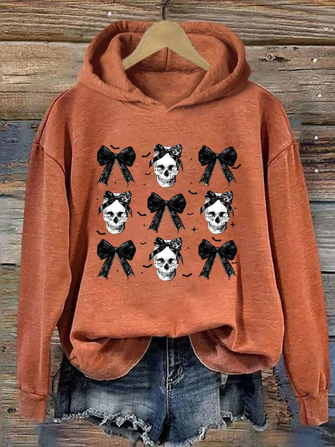 Halloween Skull Black Bow Hoodie