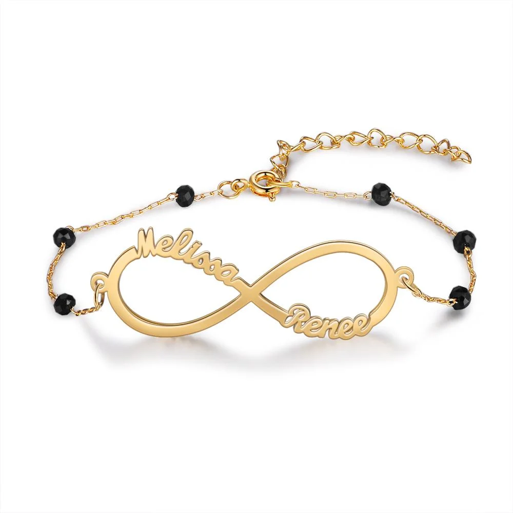 Infinity Armband mit 2 Namensgravur Kundenspezifisch Kettenmachen