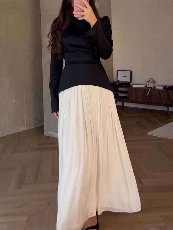 Stylish High-waisted Splicing Color Clashing Dress | Oxredo Shop Ramadan Sale