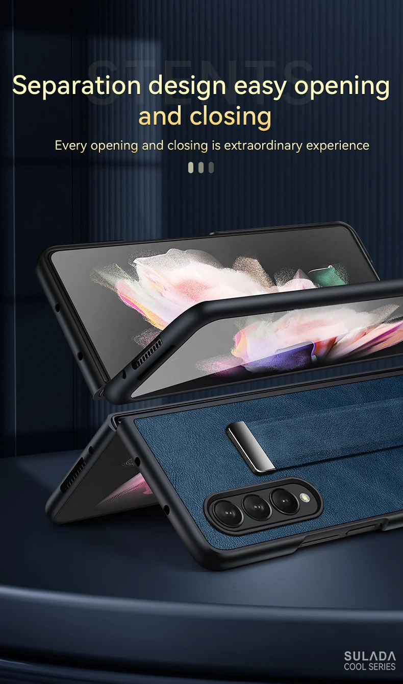 Samsung Zfold4/5 cowhide pattern wristband holder protective cover