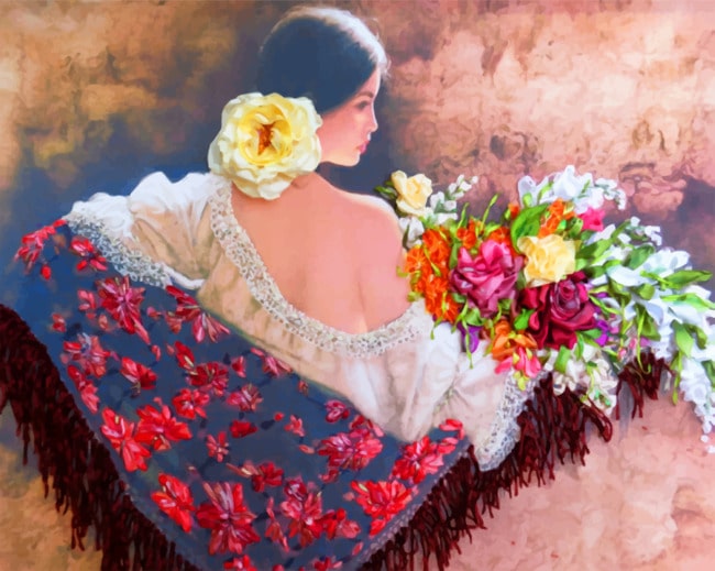 

Woman Holding Flowers Bouquet – Paint By Numbers - 40*50CM, 501 Original