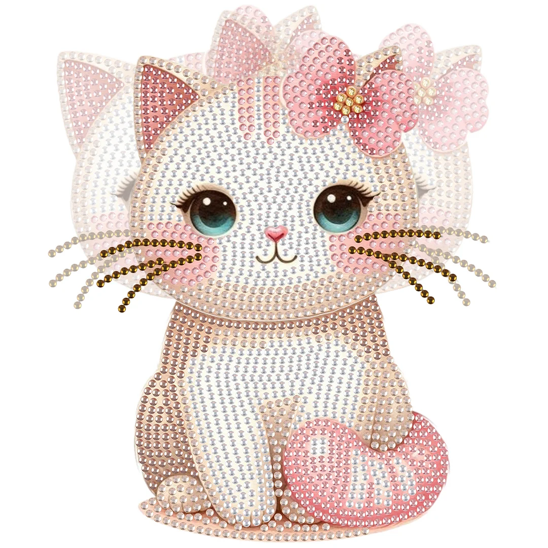 2D Flat DIY Cat Acrylic Shaking Head Diamond Painting Tabletop Ornaments Kit