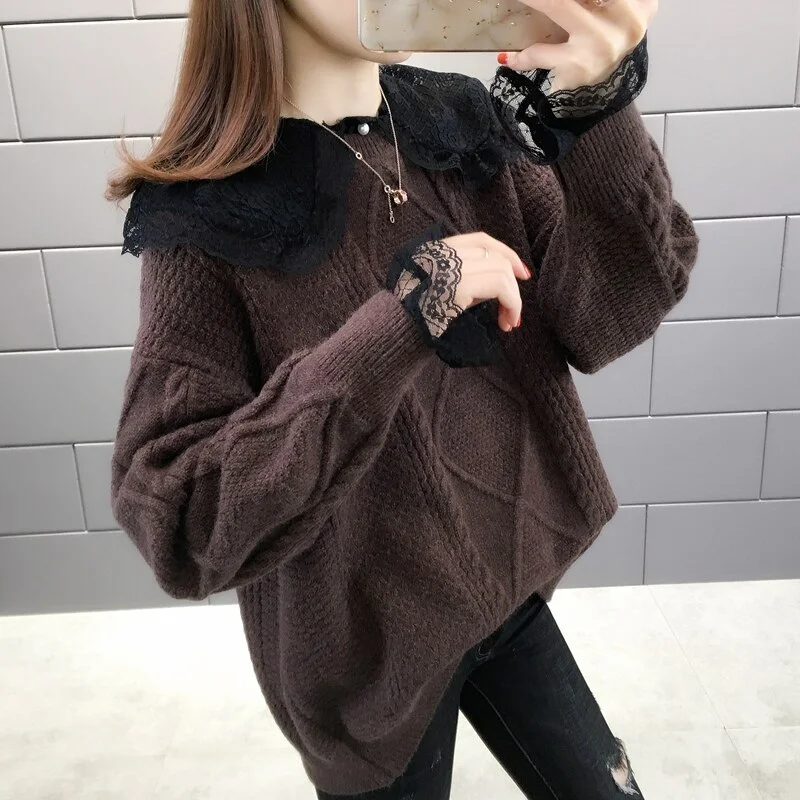 Room 153934, no. 3 in 4 】 to film a new hollow lace render unlined upper garment sweater two-piece   75