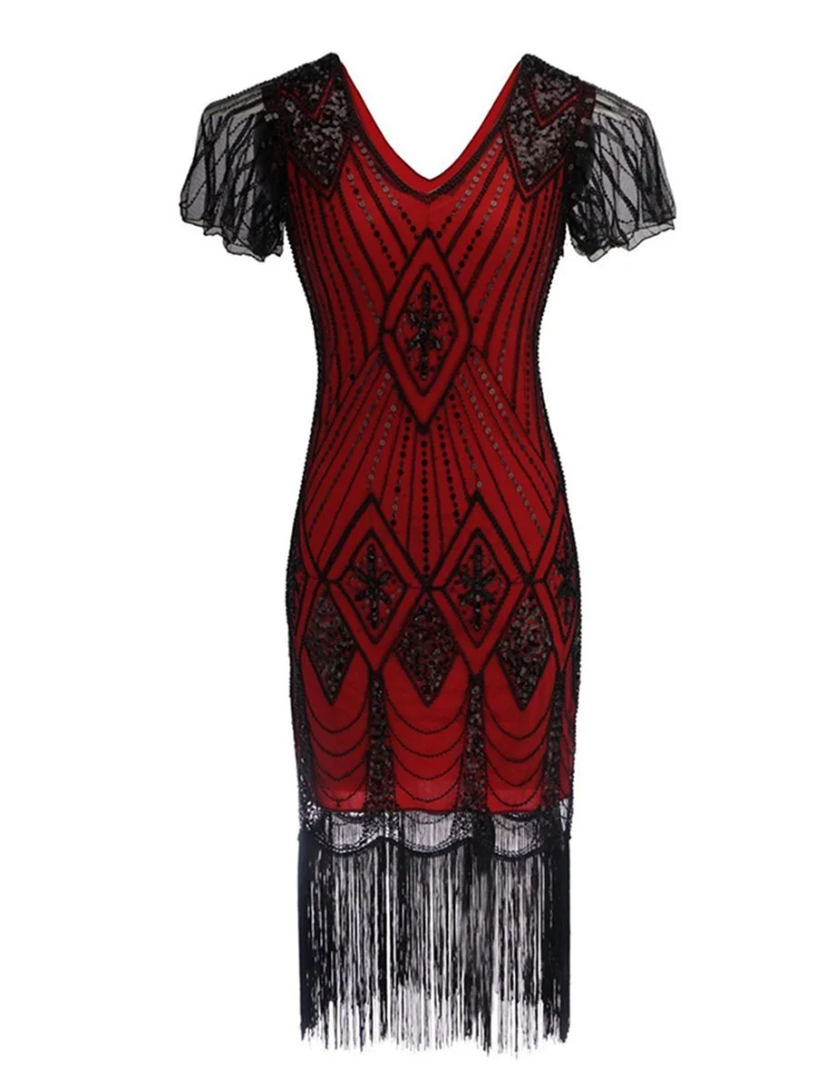 1920s Sequin Flapper Vintage Dress