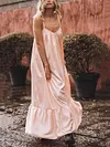 Loose Solid Color Condole Belt Maxi Dress