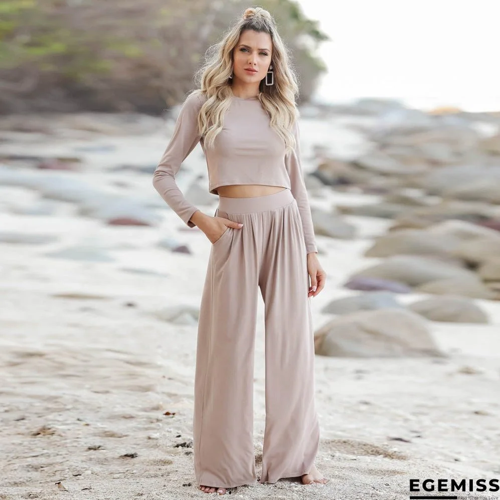 Women's Elegant Long Sleeve T-shirt Trousers Suits | EGEMISS