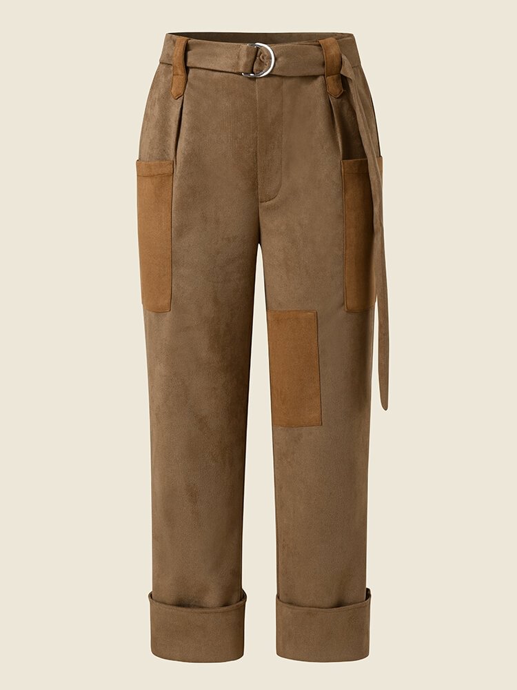 Contrast Panel Pocket Cowboy Pants For Women - Shop Trendy Women's Fashion | TeeYours
