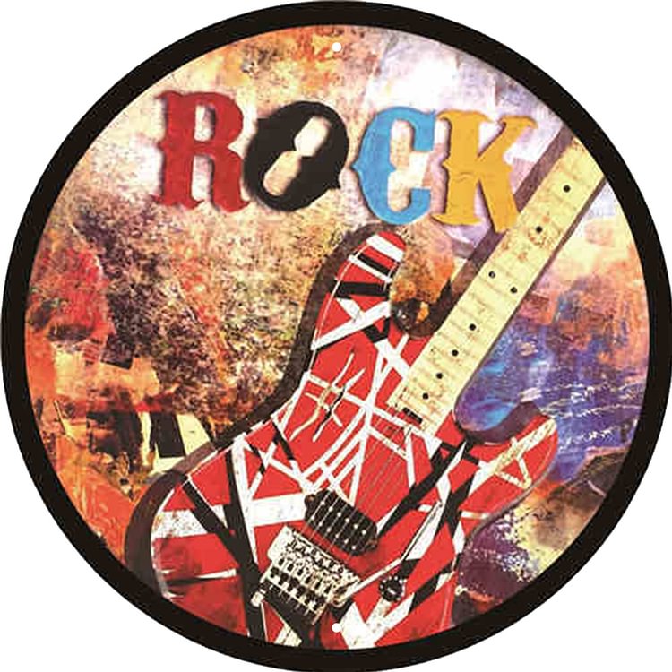 Rock Guitar - Round Shape Tin Signs/Wooden Signs - 30*30CM