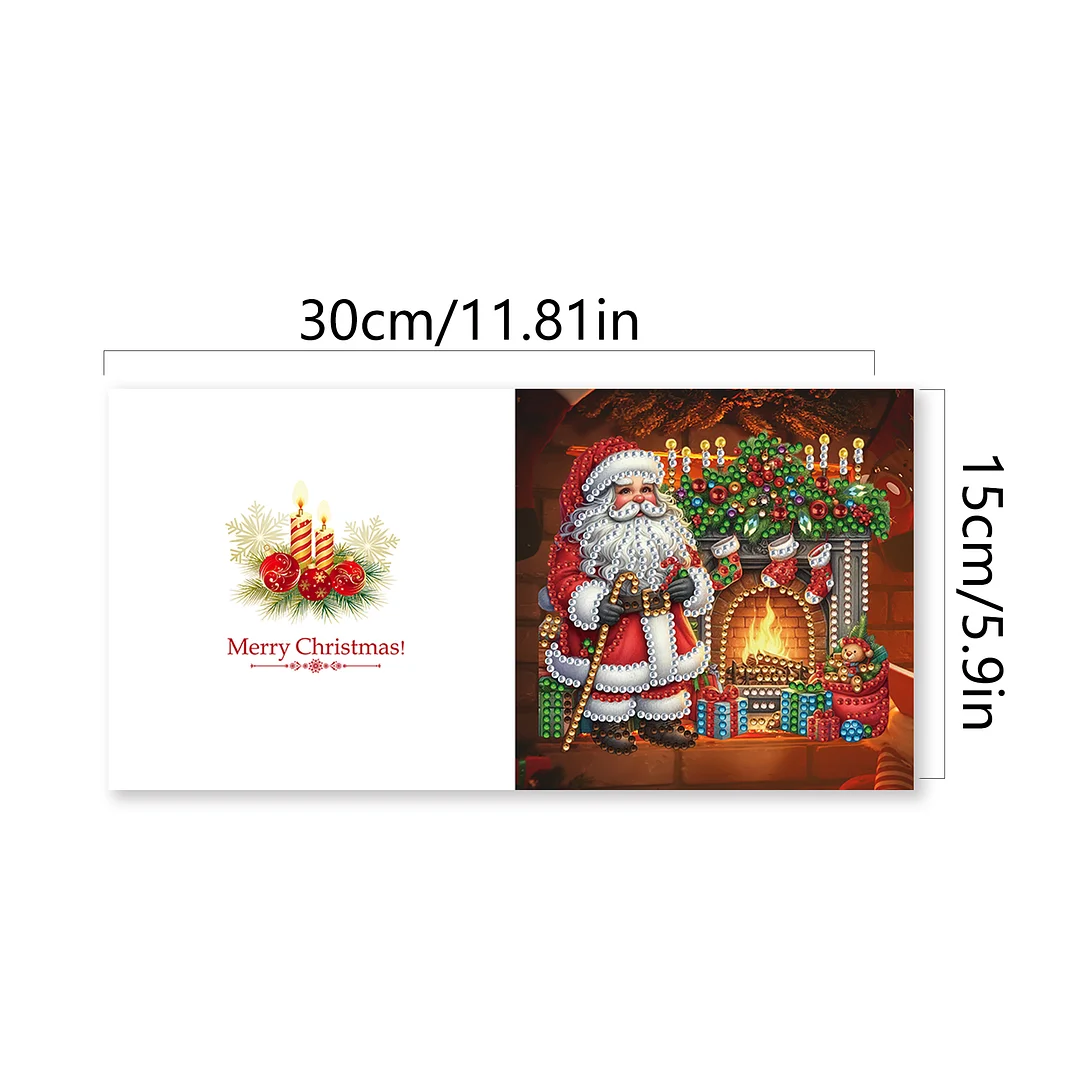 6Pcs Santa Claus DIY Diamond Painting Card for Friends Family Gift