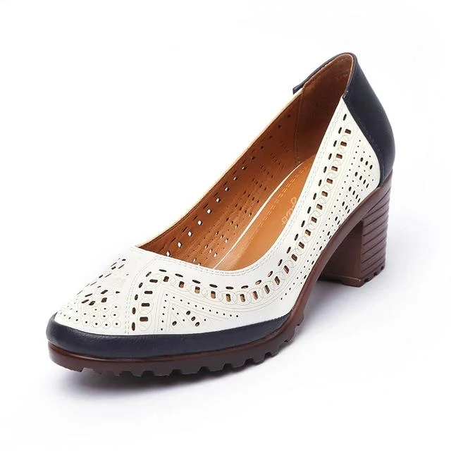 Hollow Out Sandals Soft Leather Women Pointed Toe High Heel Sweet Sandals | EGEMISS