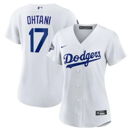Women's Los Angeles Dodgers #17 Shohei Ohtani  White 2025 World Series Champions Home Replica Player Jersey