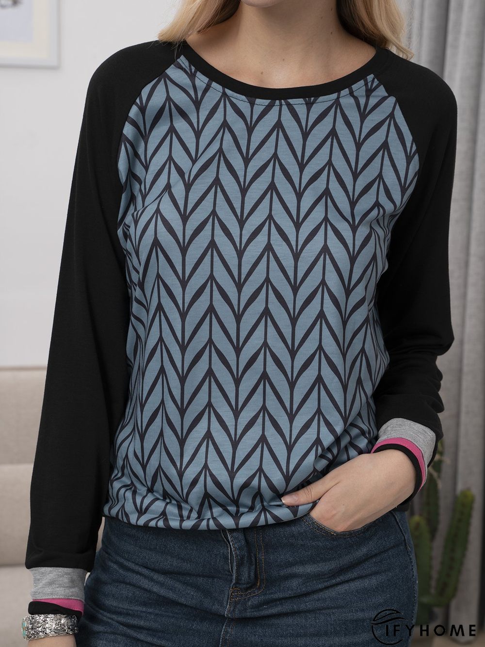 Long Sleeve Geometric Printed Casual shirt Top | IFYHOME