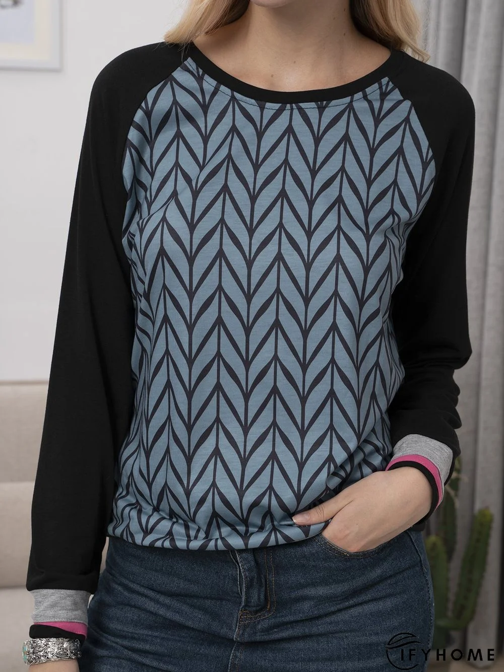 Long Sleeve Geometric Printed Casual shirt Top | IFYHOME