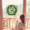 Diamond Painting Acrylic Four-Leaf Clover Cat Window Hanging Pendant for Home Decor