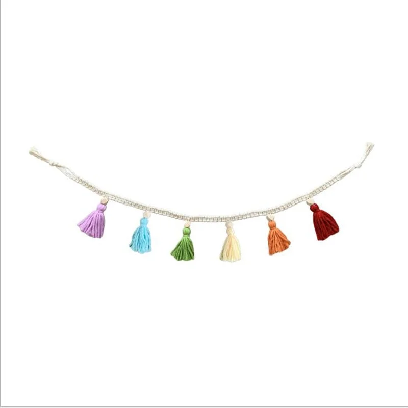 Nordic Bohemian Tassel String Garland Banner Kids Room Decorations Basket Wall Hanging Ornaments Home Decor Nursery Photo Props