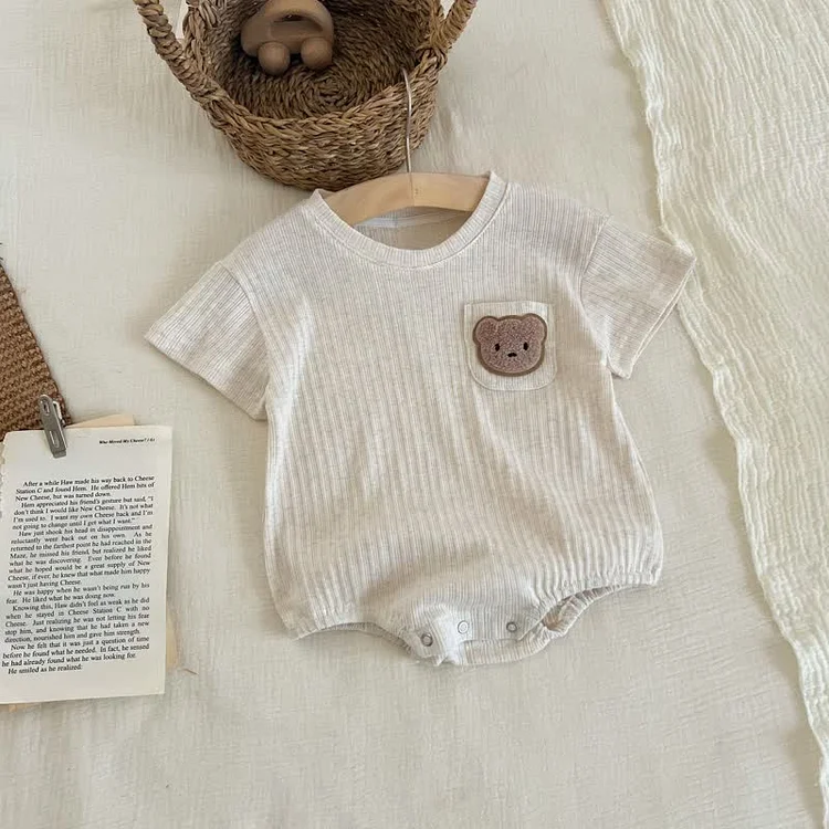 Baby Embroidered Bear Pajamas Bodysuit