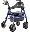 Soundfuse Rollator Walkers for Seniors with Seat, Foldable Lightweight Rolling Walker with 8" Big PU Wheels, Ergonomic Seat, Dual Height Adjustment