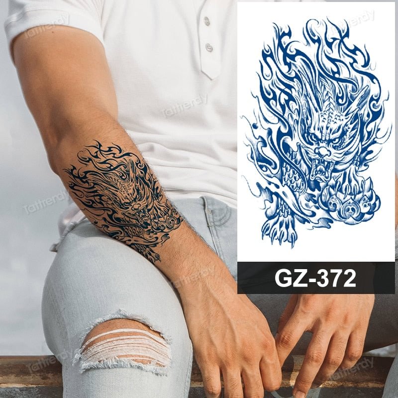 Juice Ink Lasting Waterproof Temporary Tattoo Sticker Dragon Snake Totem Tattoos Sun Wing Body Art Arm Fake Tatoo Women Men