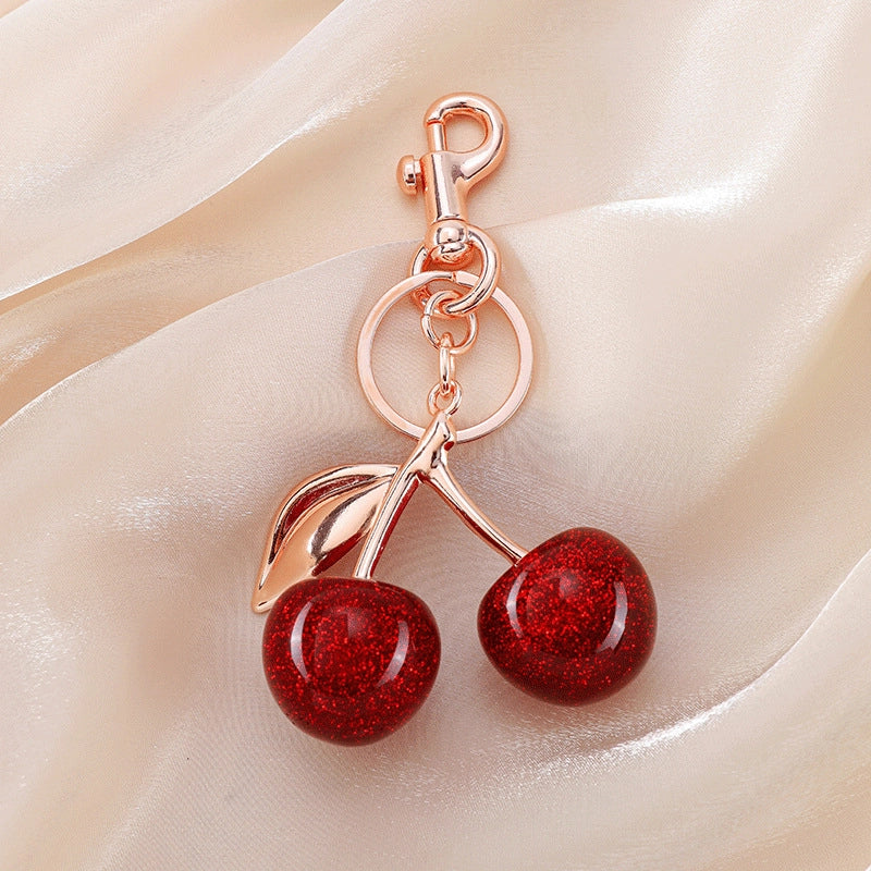 Minimalist Cherry Resin Unisex Bag Pendant Keychain
