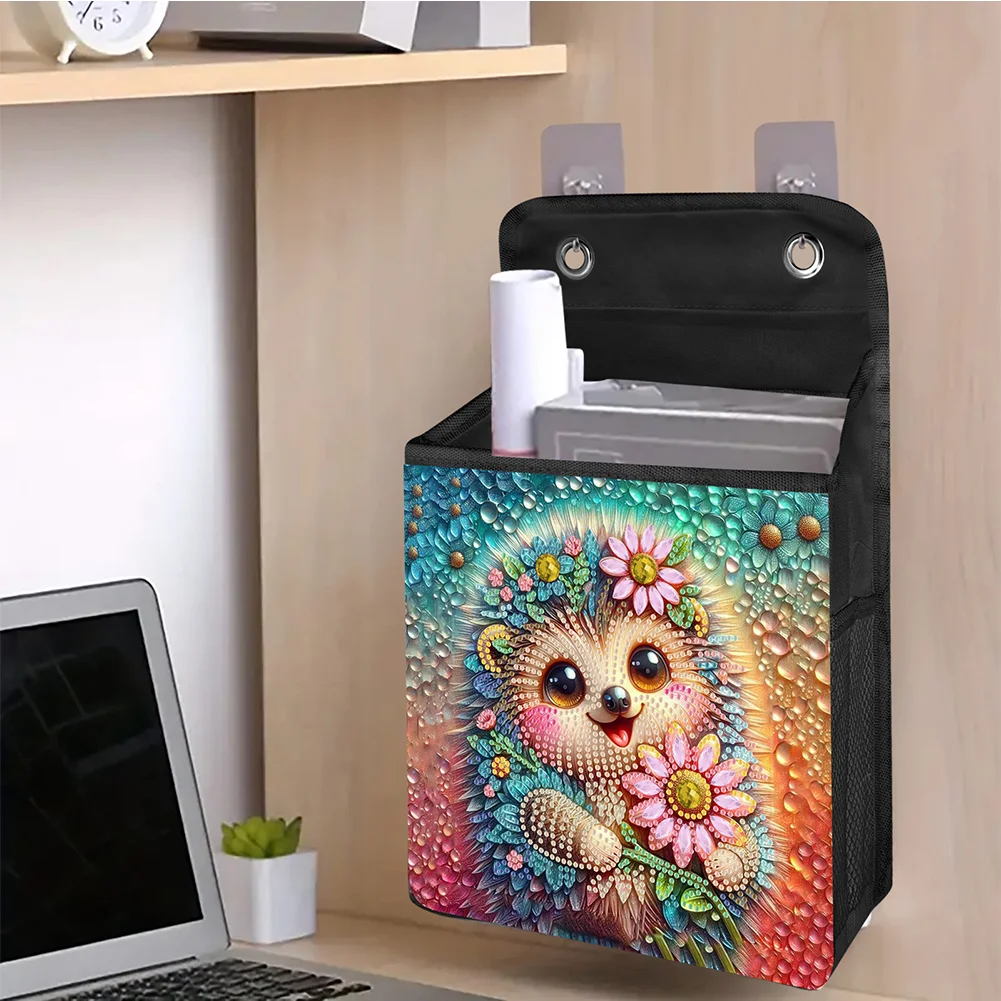 5D DIY Hedgehog Diamond Painting Hanging Storage Bag Diamond Art Organizer Box Home Decor 