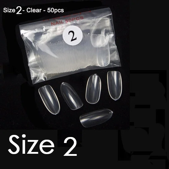 50pcs/bag Sold by separate size 10 sizes available size 0 1 2 3 4 5 6 7 8 9 false oval fake nail tips YW30-YW39-Nail Inspo