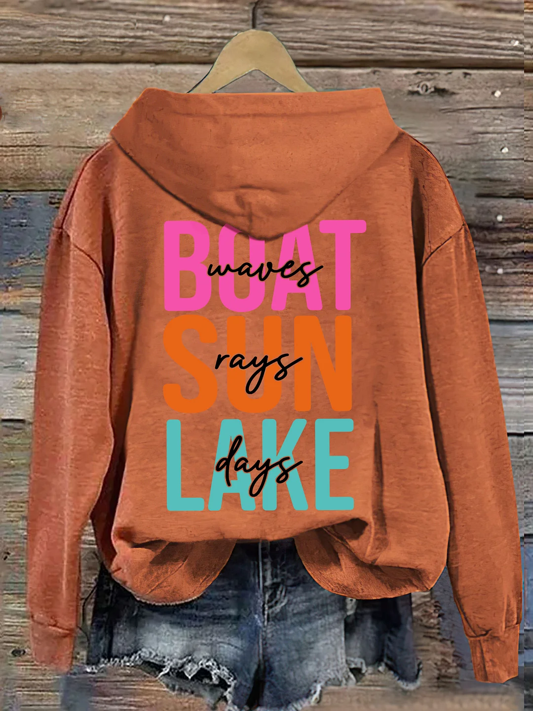 Boat Waves Sun Rays Lake Days Hoodie
