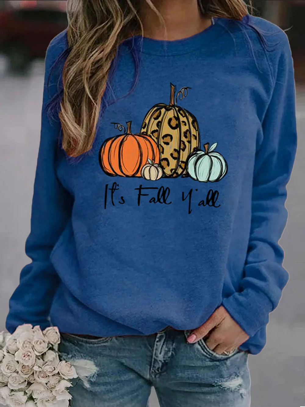It's Fall Yall Pumpkin Leopard Sweatshirt