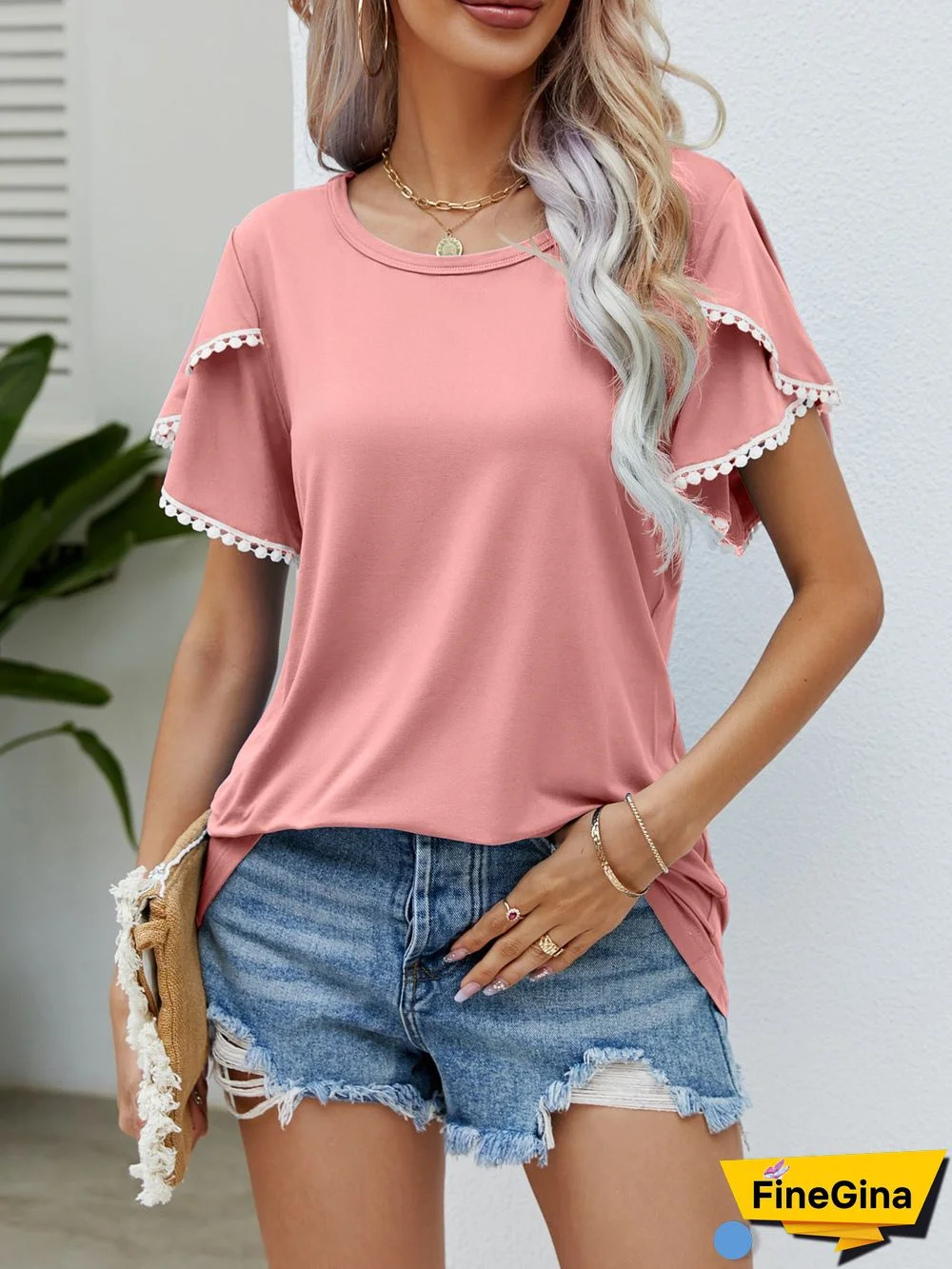 Women's Round Neck Short Sleeve Casual Top T-Shirt
