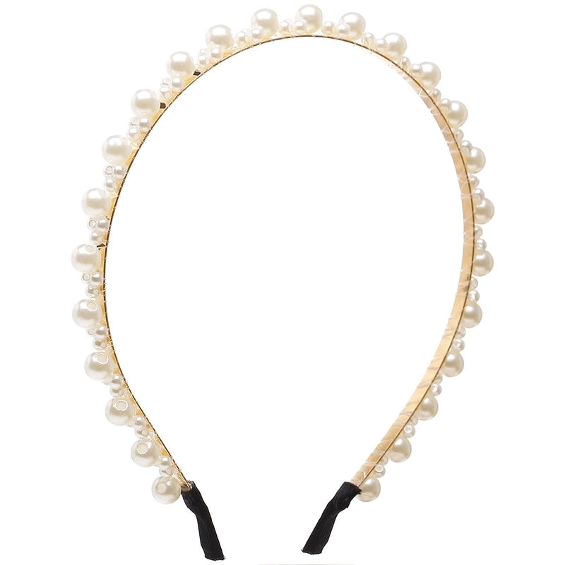 Sweet Geometric Alloy Inlay Artificial Pearls Hair Band
