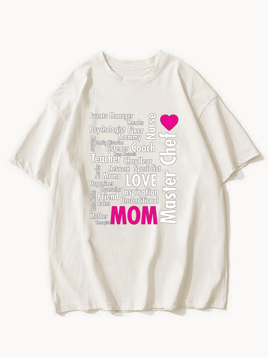Oversized Mom Teacher Master Chef' Mother's Day Word Collage T-Shirt ctolen